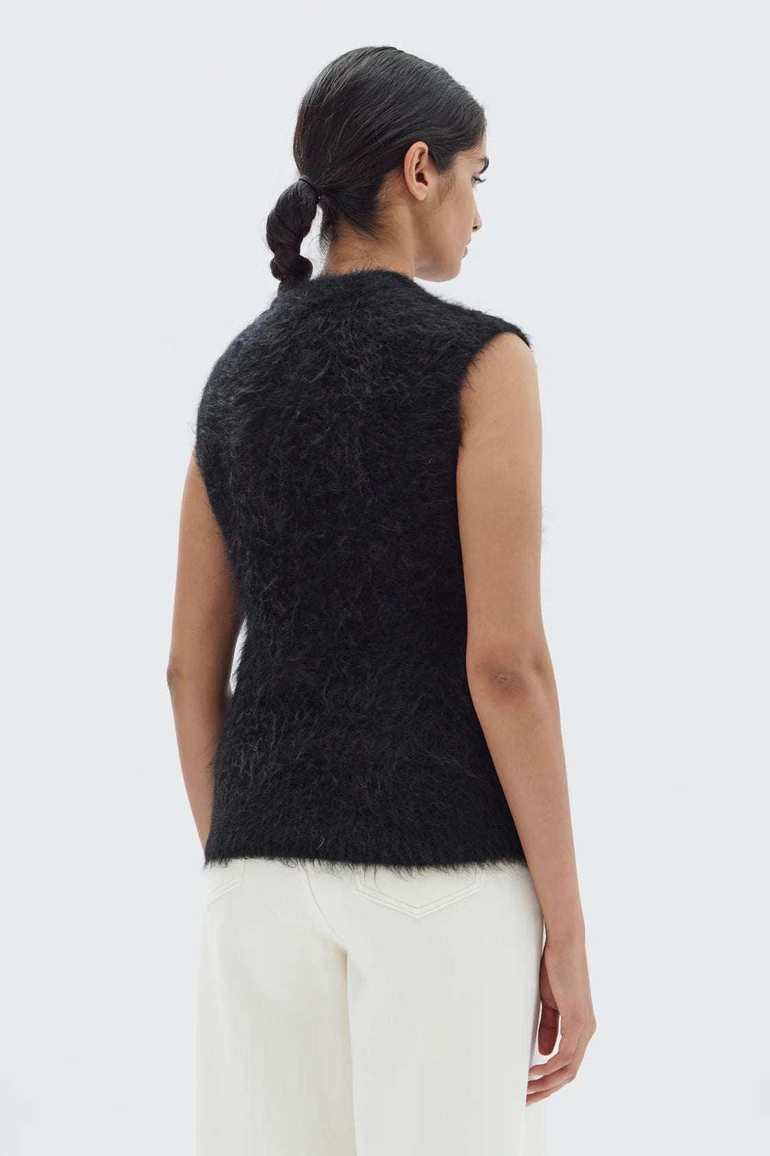 HUNTER ALPACA CROPPED KNIT VEST | BLACK