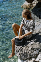 Zulu & Zephyr Ramie Cotton Knit Mini Dress Ombre Stripe