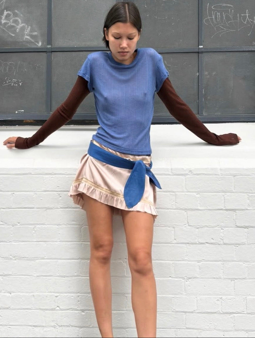 CHRIS DOUBLE LAYER TEE | BROWN/BLUE