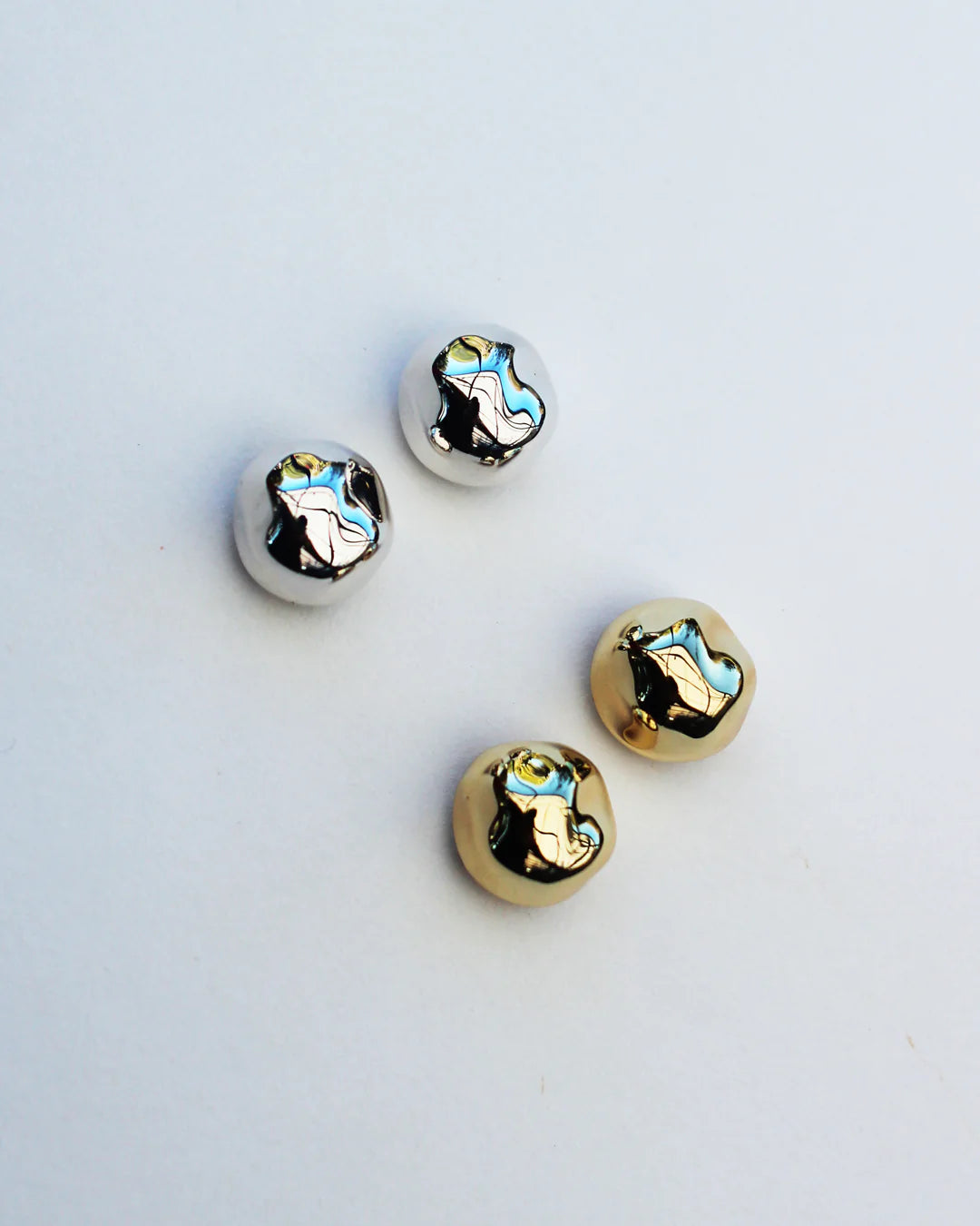 HAMMERED BALL STUDS |  18K GOLD PLATING