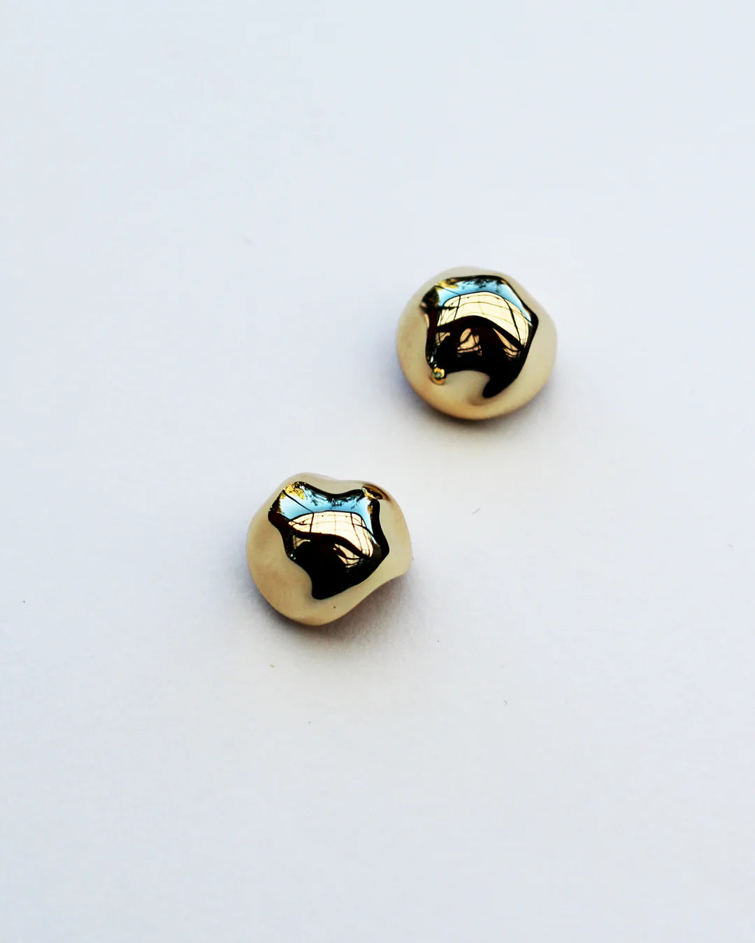 HAMMERED BALL STUDS |  18K GOLD PLATING