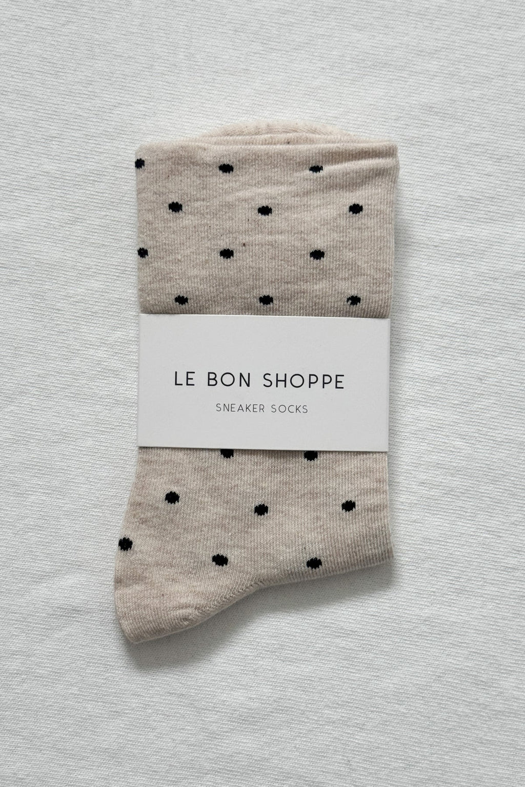Le Bon Shopped Sneaker Socks Polka Dot Oatmeal Black