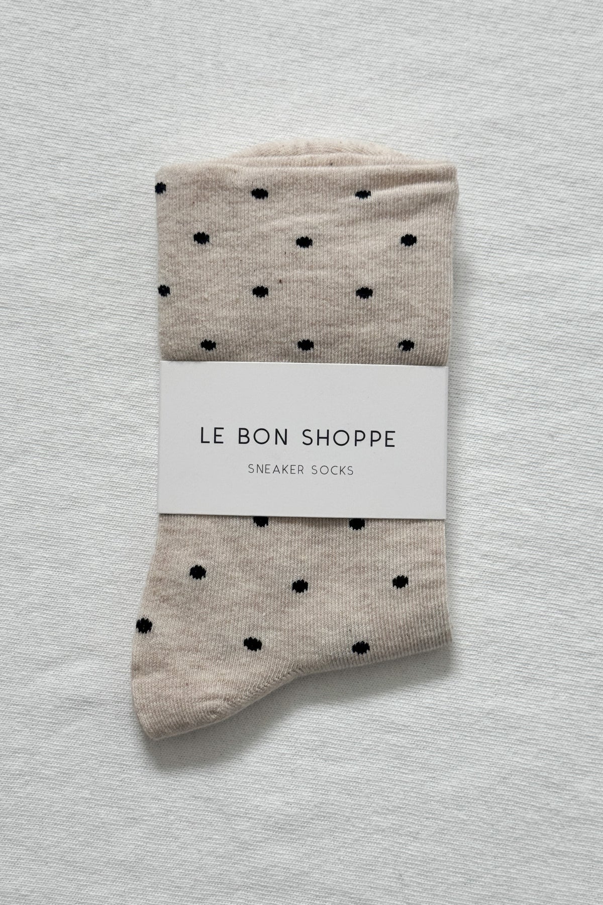 Le Bon Shopped Sneaker Socks Polka Dot Oatmeal Black