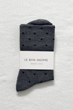 Le Bon Shoppe Sneaker Socks Polka Dot Charcoal & black