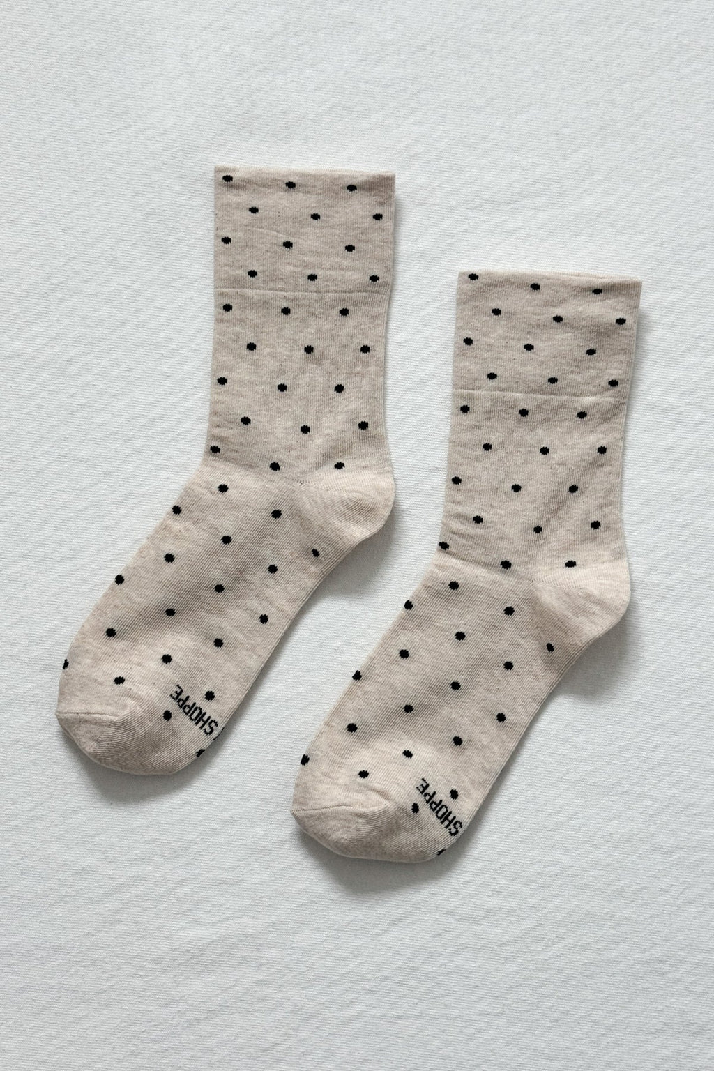 Le Bon Shopped Sneaker Socks Polka Dot Oatmeal Black
