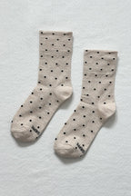 Le Bon Shopped Sneaker Socks Polka Dot Oatmeal Black