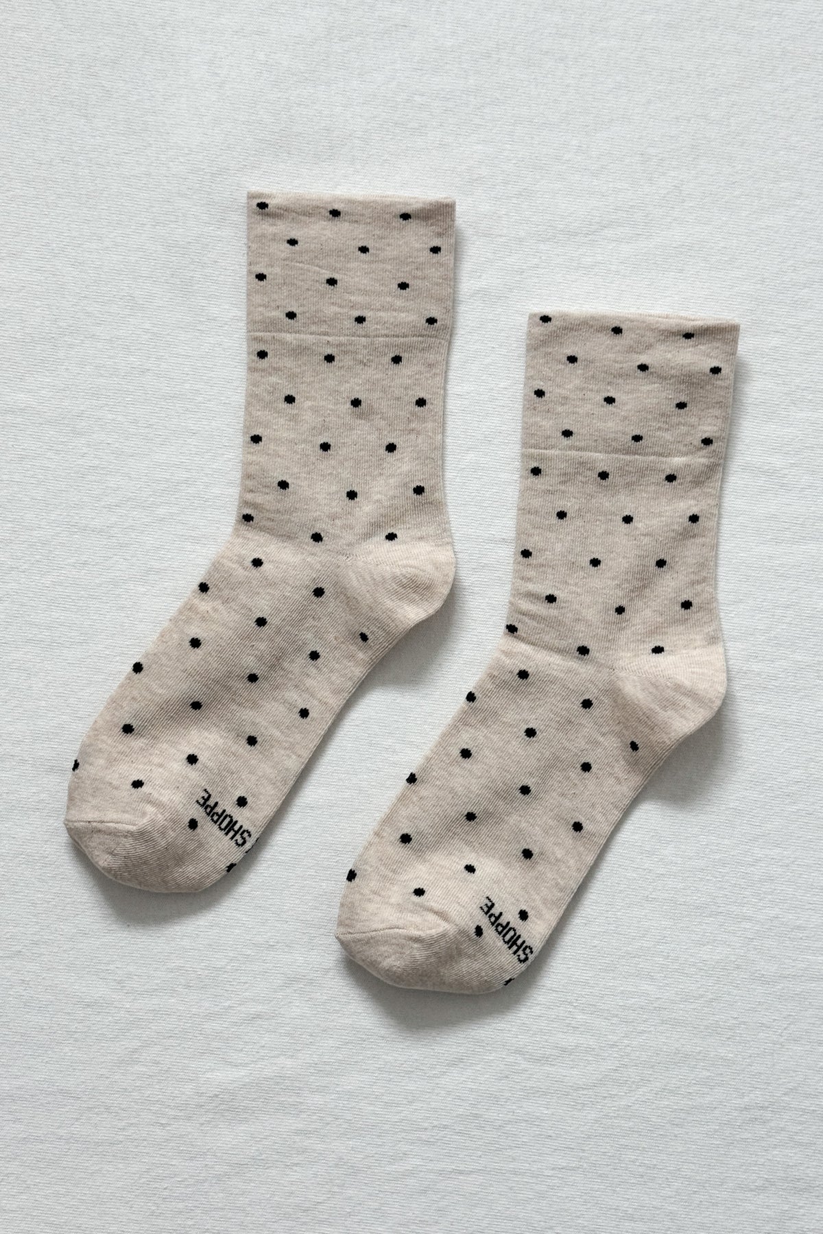 Le Bon Shopped Sneaker Socks Polka Dot Oatmeal Black