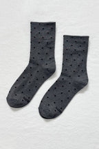 Le Bon Shoppe Sneaker Socks Polka Dot Charcoal & black