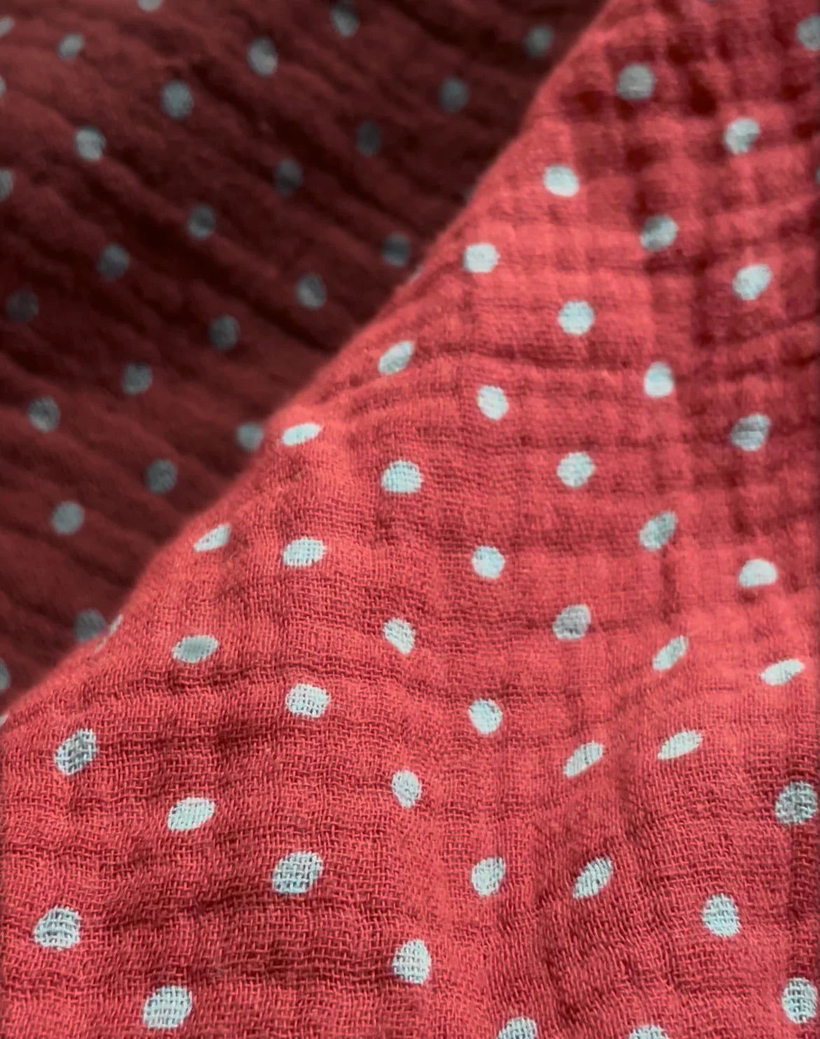 JUNO LACE NECK SLIP DRESS | CHOCOLATE WITH BLUE POLKA DOTS
