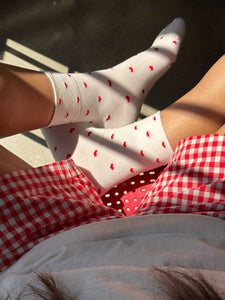 SNEAKER SOCKS | HEART | WHITE/RED