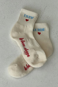 EMBROIDERED  CREW SOCKS | VANILLA
