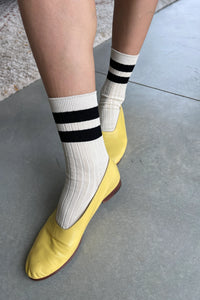 HER VARSITY SOCKS | CREAM BLACK