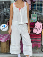 Damson Madder Elodie Cami White With Red Gingham Tie