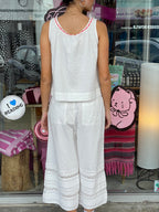 Damson Madder Elodie Cami White With Red Gingham Tie