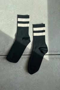 HER VARSITY SOCKS | BLACK