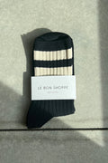 HER VARSITY SOCKS | BLACK