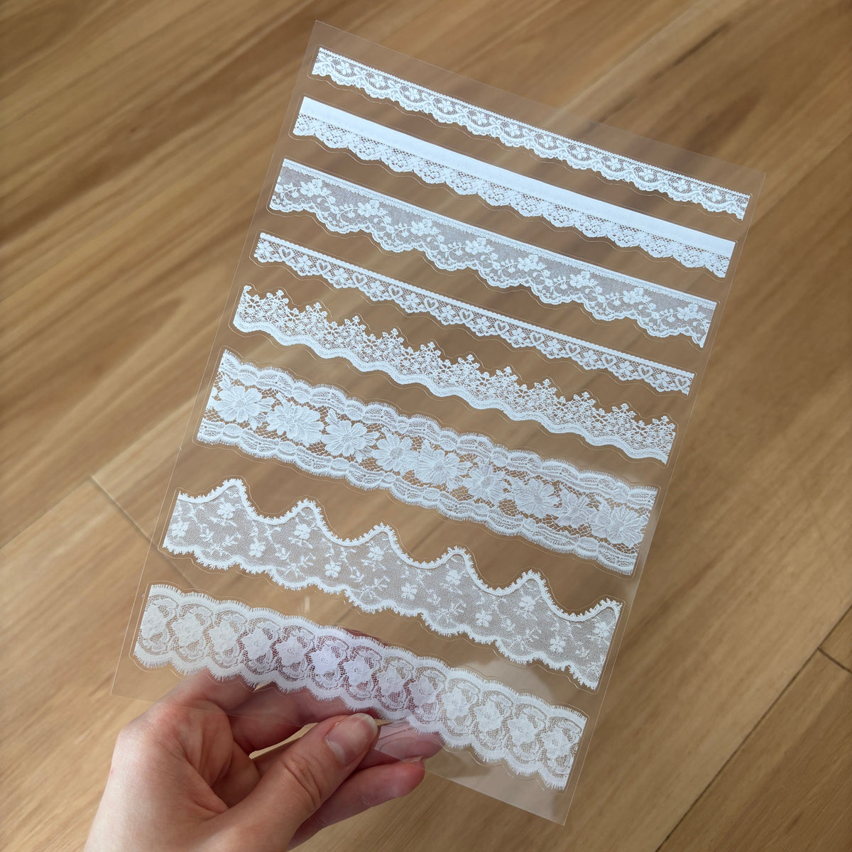 The Crafted Journal Clear White Lace Sticker Sheet