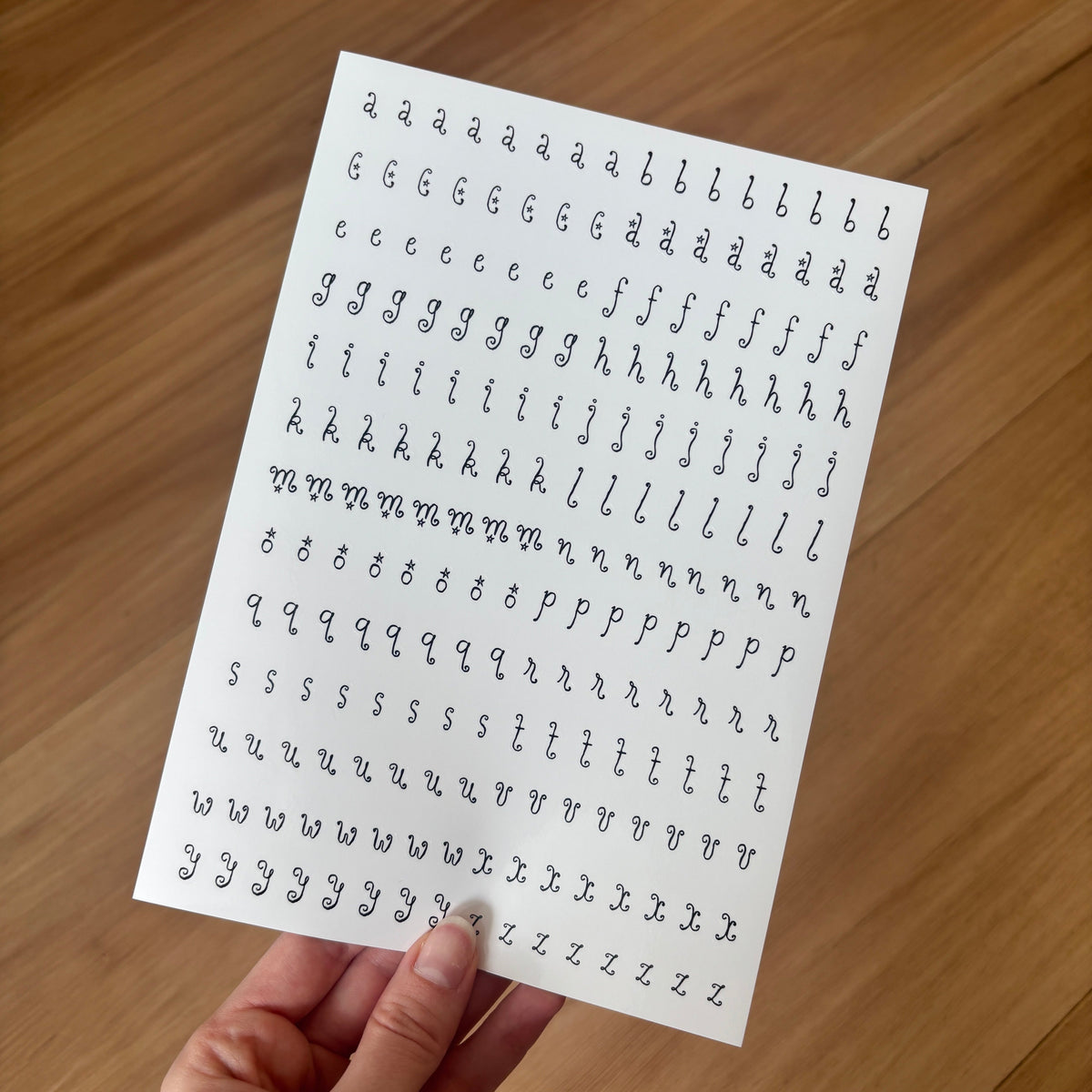The Crafted Journal Black Swirly Letter Sticker Sheet