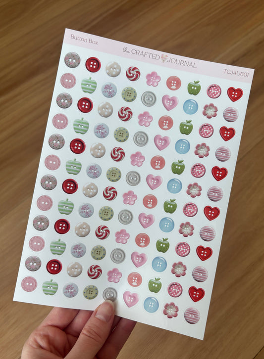 The Crafted Journal Button Box Sticker Sheet
