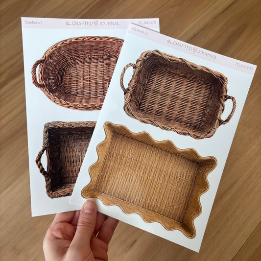 The Crafted Journal Woven Basket Sticker Sheet Set 2
