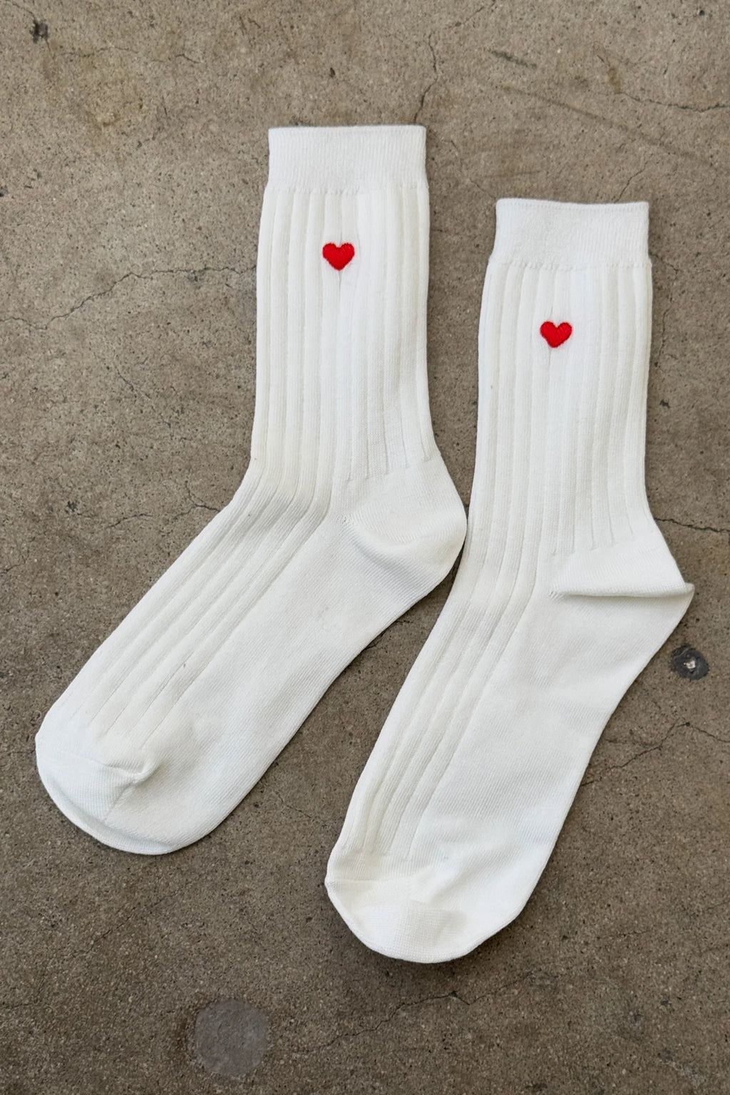 EMBROIDERED HER SOCKS | CLASSIC WHITE + HEART