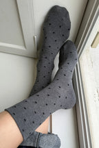 Le Bon Shoppe Sneaker Socks Polka Dot Charcoal & black