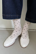 Le Bon Shopped Sneaker Socks Polka Dot Oatmeal Black