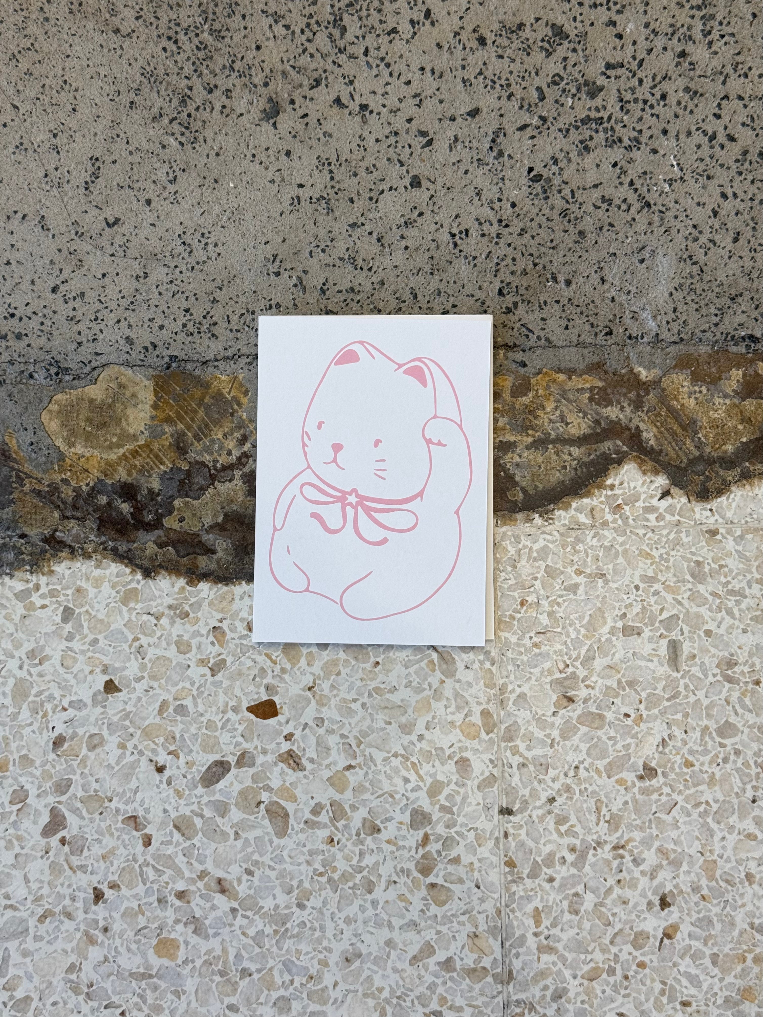KEEPSAKE KITTY PRINT | WHITE/PINK