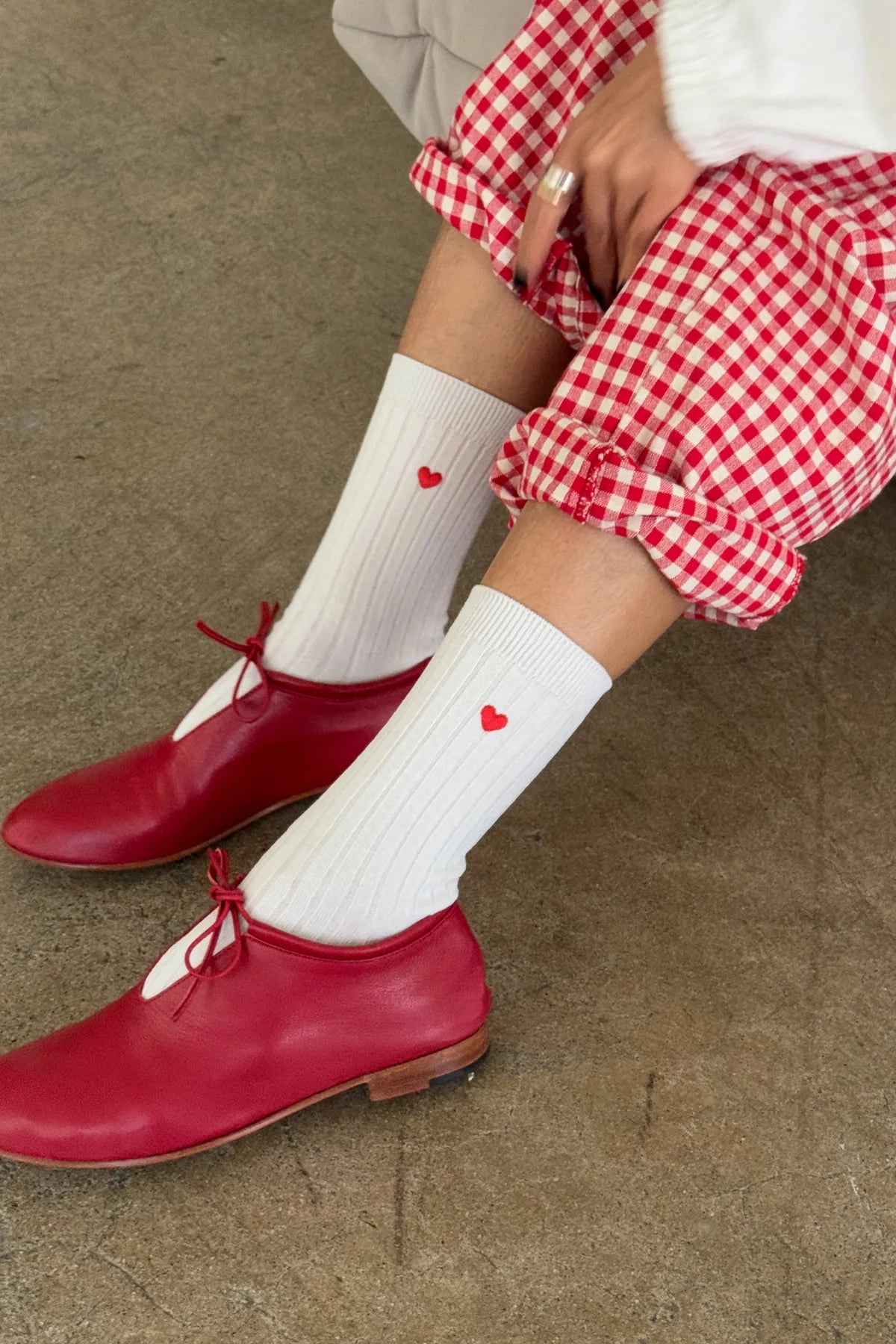 EMBROIDERED HER SOCKS | CLASSIC WHITE + HEART
