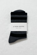 Le Bon Shoppe Wide Wally Socks Charcoal Stripe