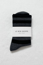 Le Bon Shoppe Wide Wally Socks Charcoal Stripe