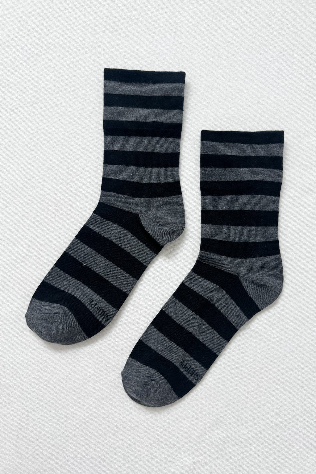 Le Bon Shoppe Wide Wally Socks Charcoal Stripe