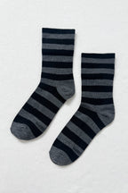 Le Bon Shoppe Wide Wally Socks Charcoal Stripe