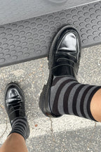 Le Bon Shoppe Wide Wally Socks Charcoal Stripe
