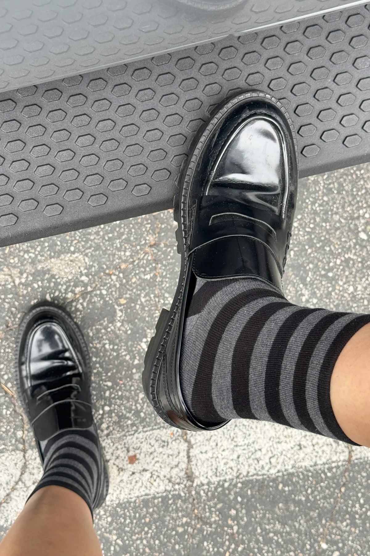 Le Bon Shoppe Wide Wally Socks Charcoal Stripe