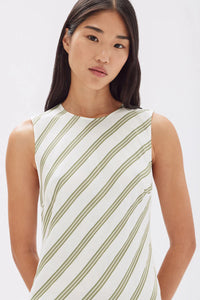 ISOLA STRIPE MIDI DRESS | PANDAN/ANTIQUE WHITE