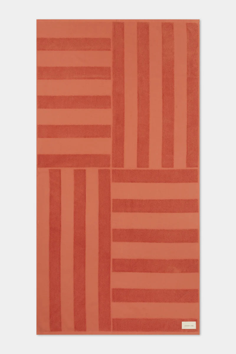 JACQUARD TILE BEACH TOWEL | PAPAYA