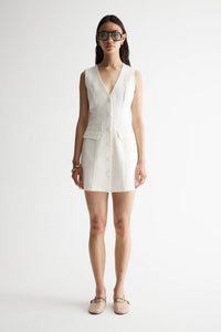 IRA IVORY SLEEVESLESS BLAZER DRESS | NATURAL