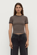 KOURT CONTRAST BIND TEE | BARK / BLACK