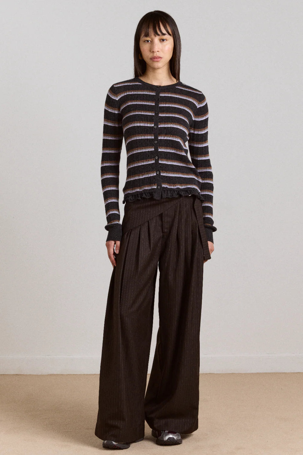 FABIA TROUSER | CHOC PINSTRIPE