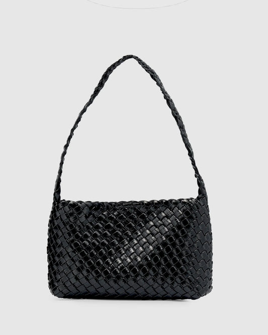 LUCA MINI WOVEN SHOULDER BAG | BLACK