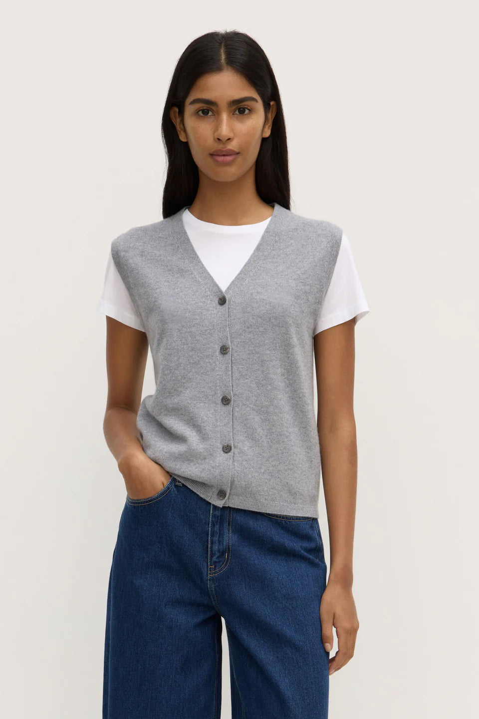 LARA CASHMERE KNIT TANK | GREY MARLE