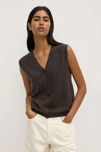 LARA CASHMERE KNIT TANK | GANACHE MARLE