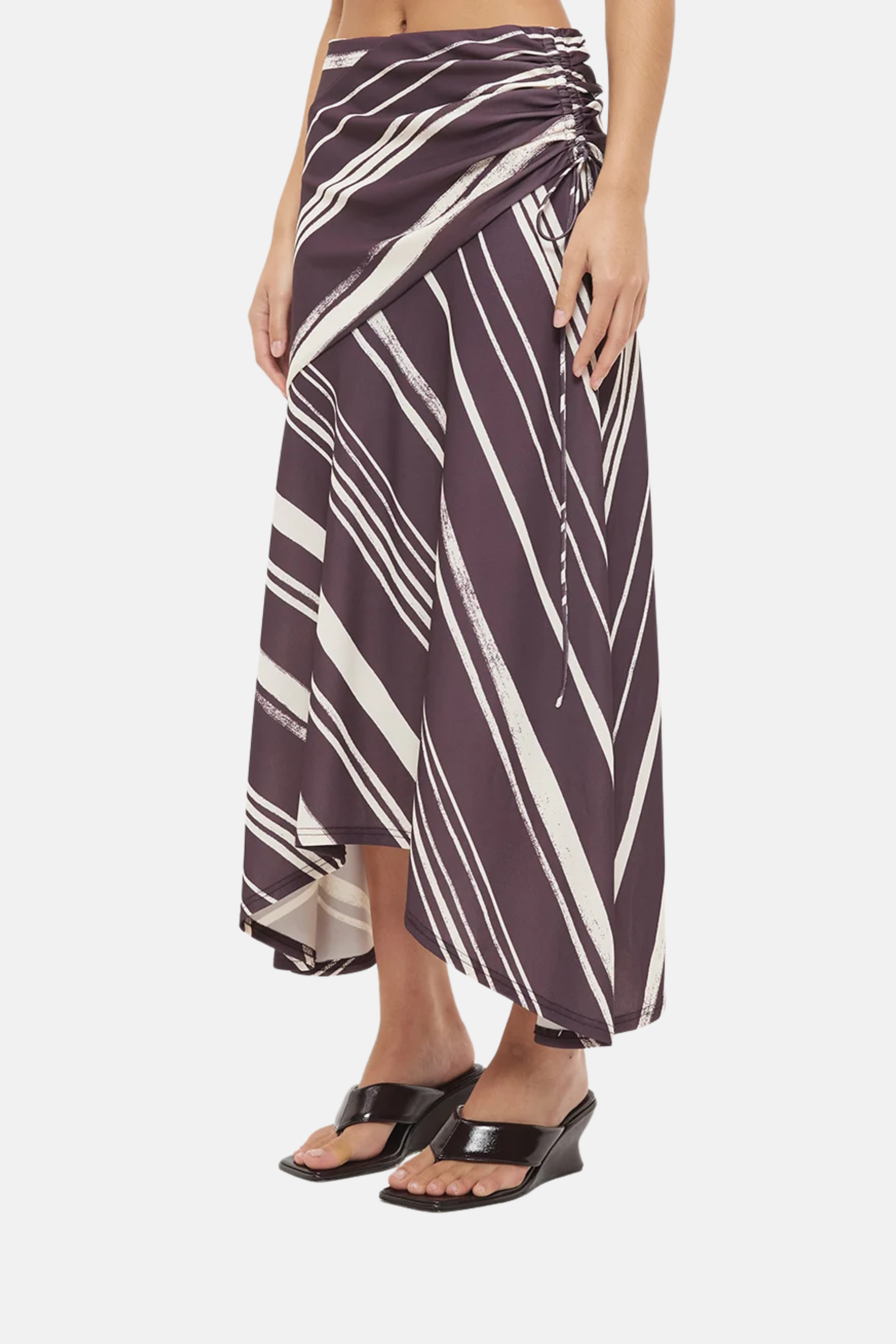 Mon Renn Lara Skirt Painterly Plum Stripe