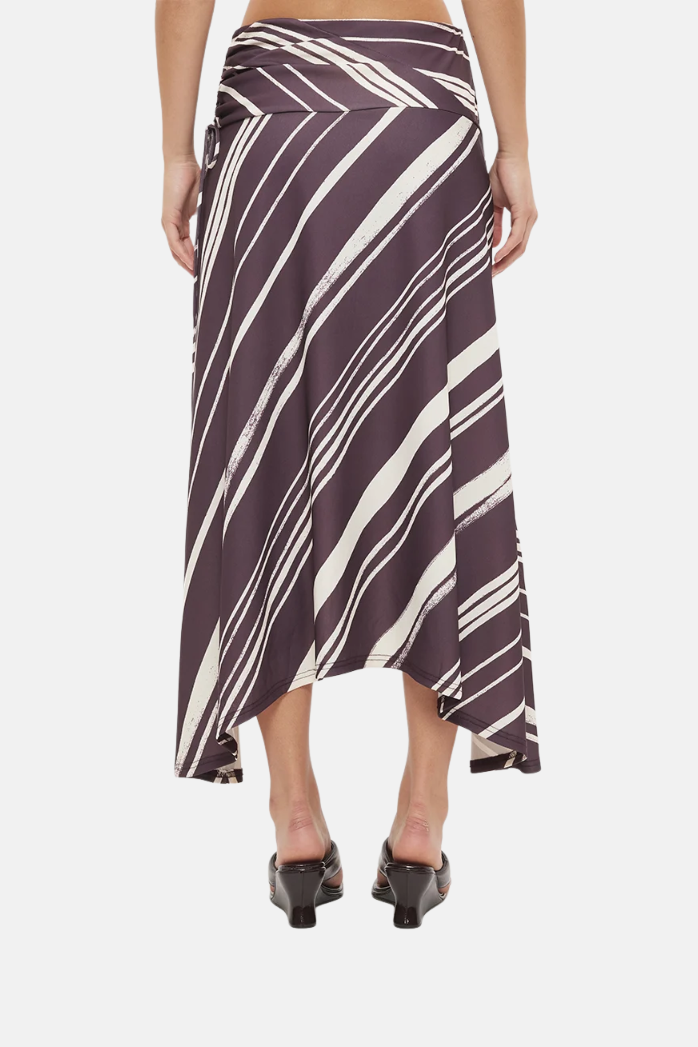 Mon Renn Lara Skirt Painterly Plum Stripe