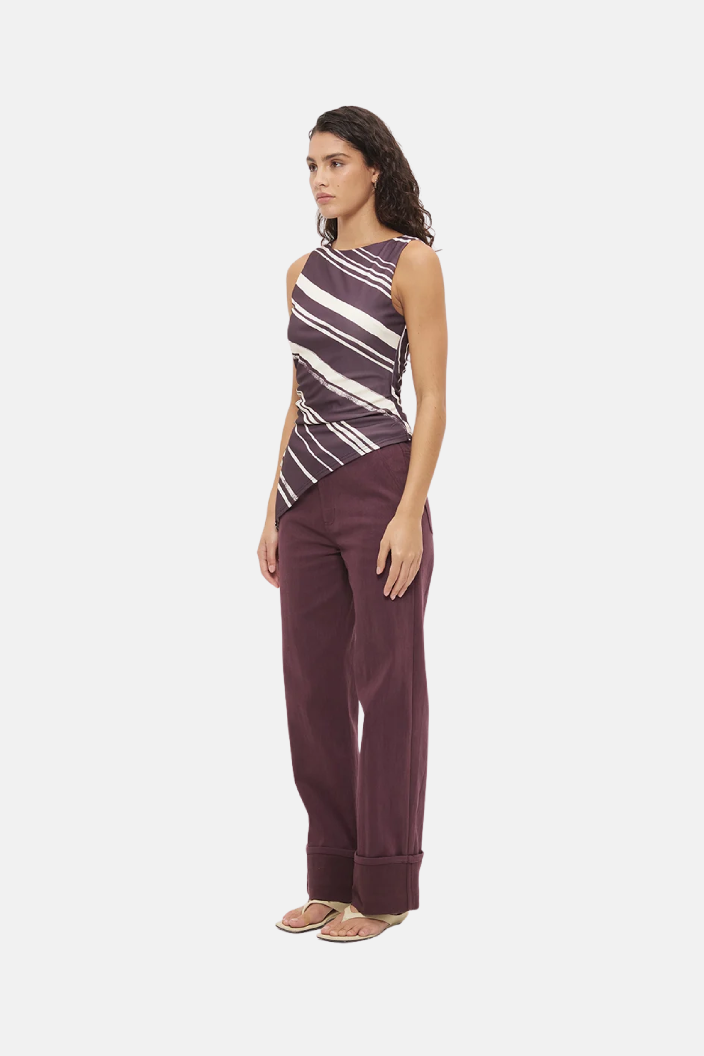 Mon Renn Lara Top Painterly Plum Stripe