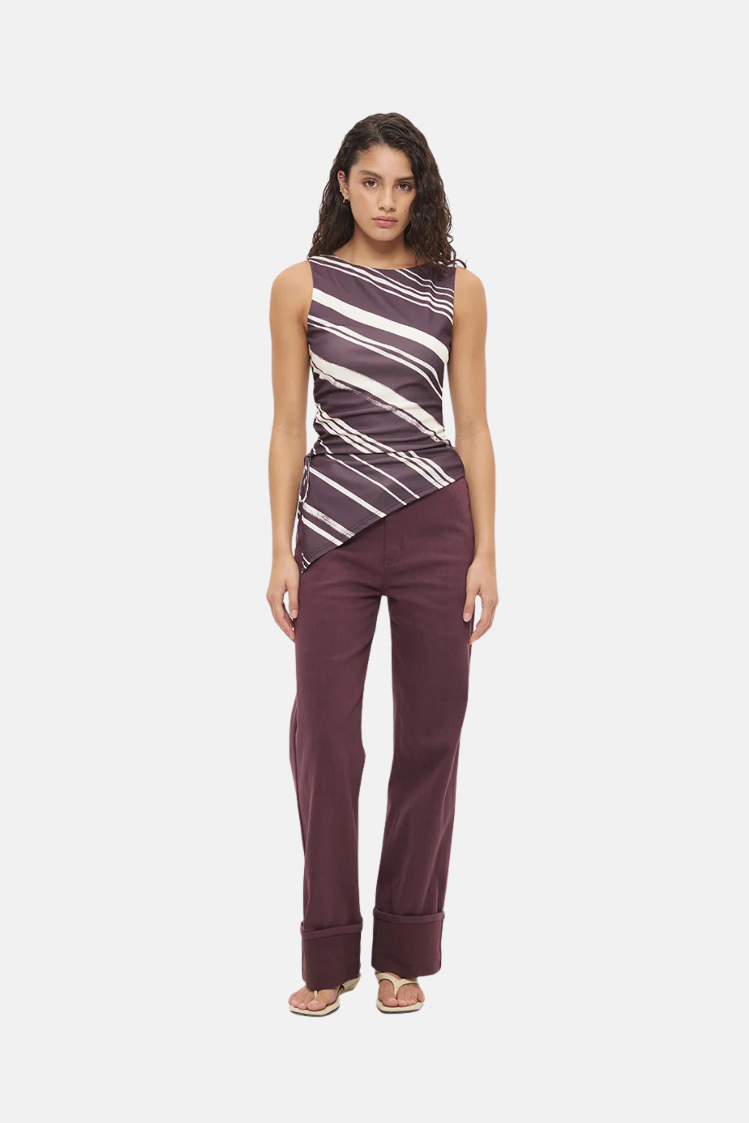 Mon Renn Lara Top Painterly Plum Stripe