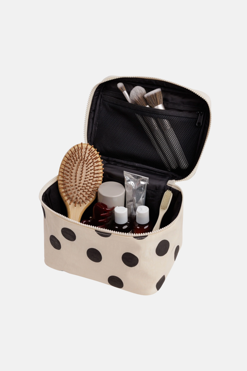Baggu Large Cosmetic Cream and Black Polka Dot