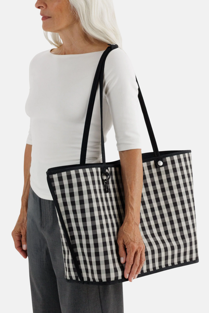 Large Nylon Reversible Tote Black Mix