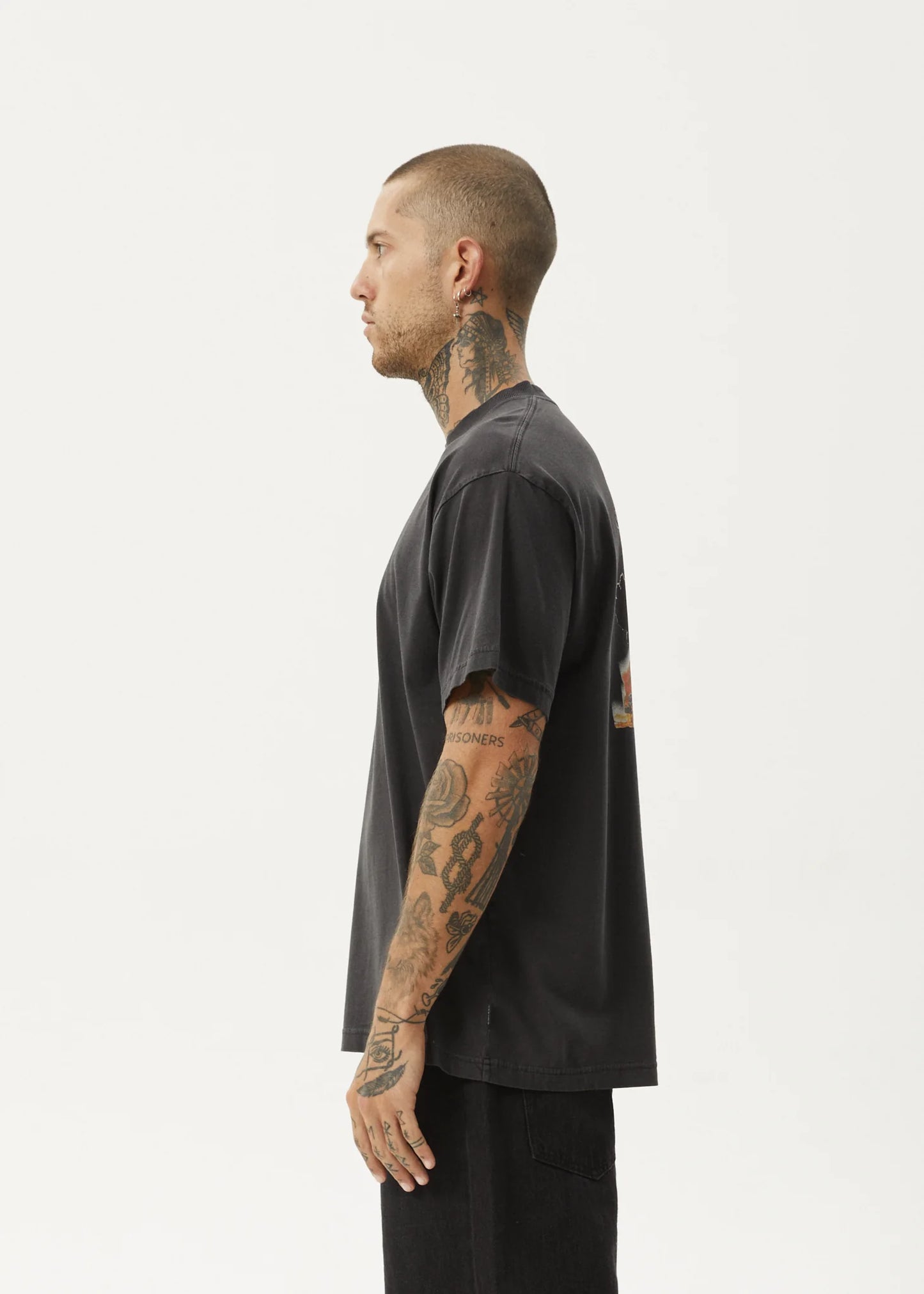 CRASHED OUT BOXY FIT TEE | STONE BLACK